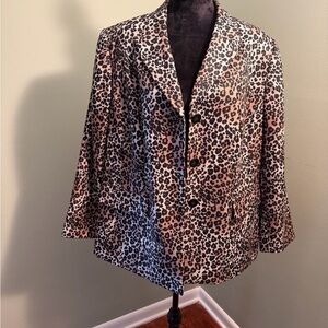 Le Suit Leopard Print Women's Jacket Plus Sz 20W